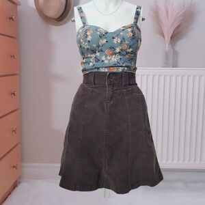 Western Vintage Y2K Smart Set Corduroy A-Line Skirt with pockets